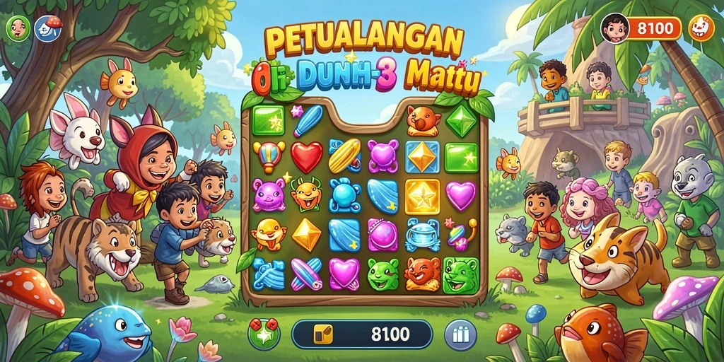 Screenshot gameplay 8180 dengan aksi Match-3 yang seru.