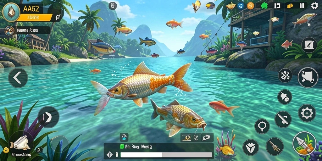 Tangkapan ikan yang menakjubkan dalam gameplay <strong>AA62</strong>.