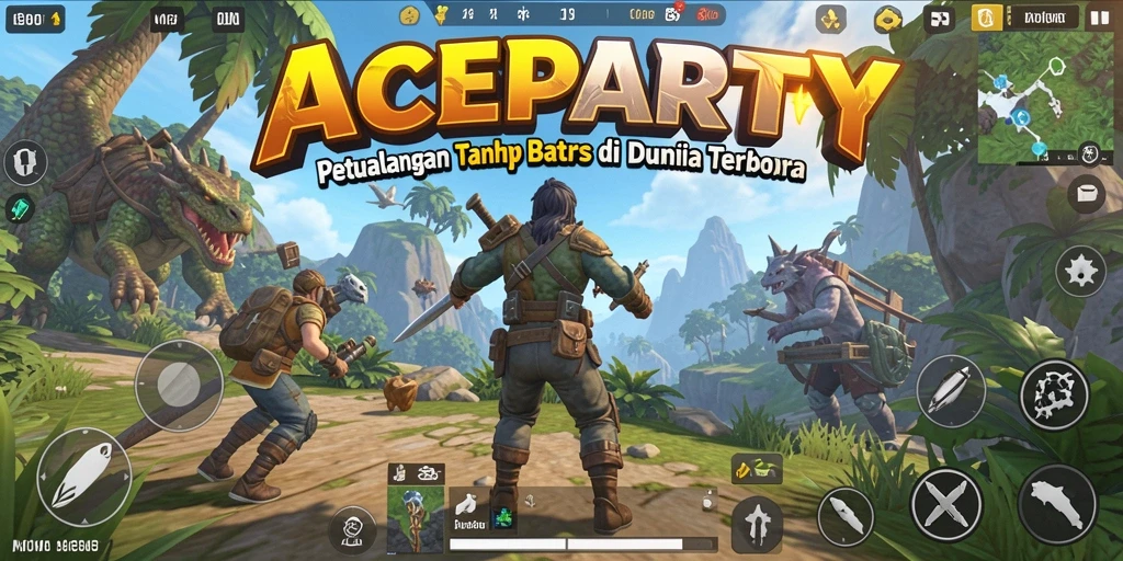 Screenshot gameplay ACEPARTY yang menunjukkan petualangan Open World.