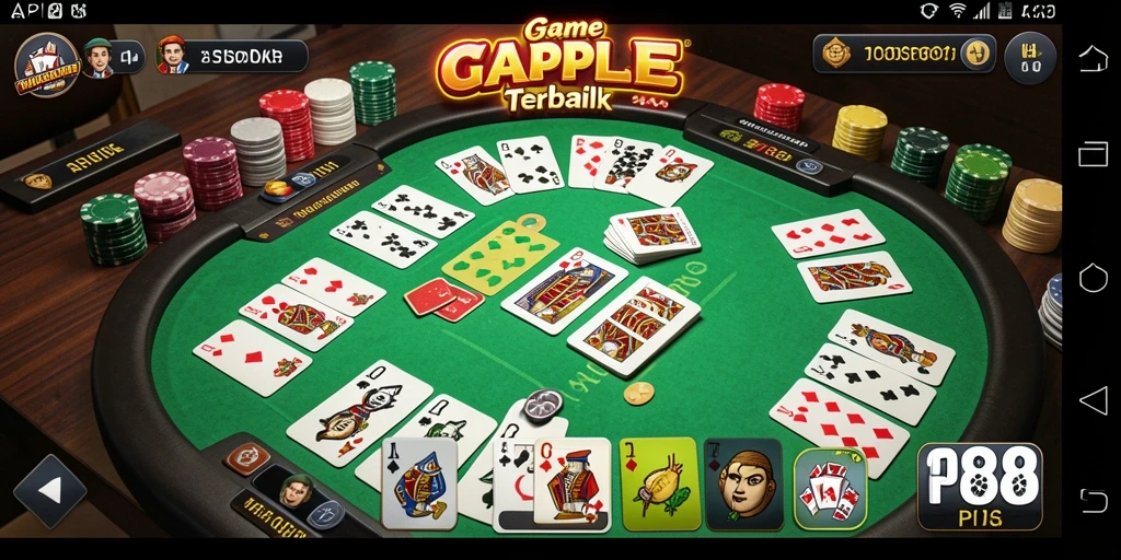 Tampilan gameplay seru dari API88, permainan Gaple yang mengasyikkan.