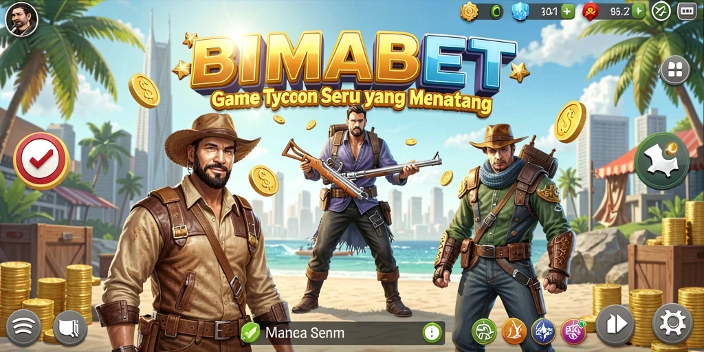 Tampilan gameplay utama dari BIMABET dengan berbagai elemen bisnis.