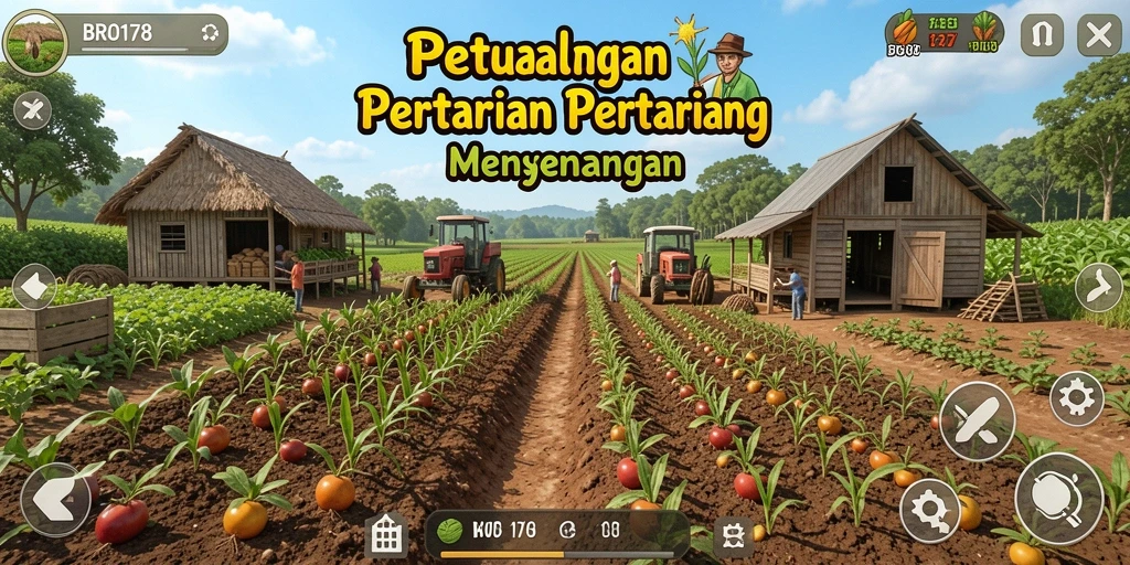 Tampilan gameplay BRO178 dengan aktivitas pertanian yang seru.