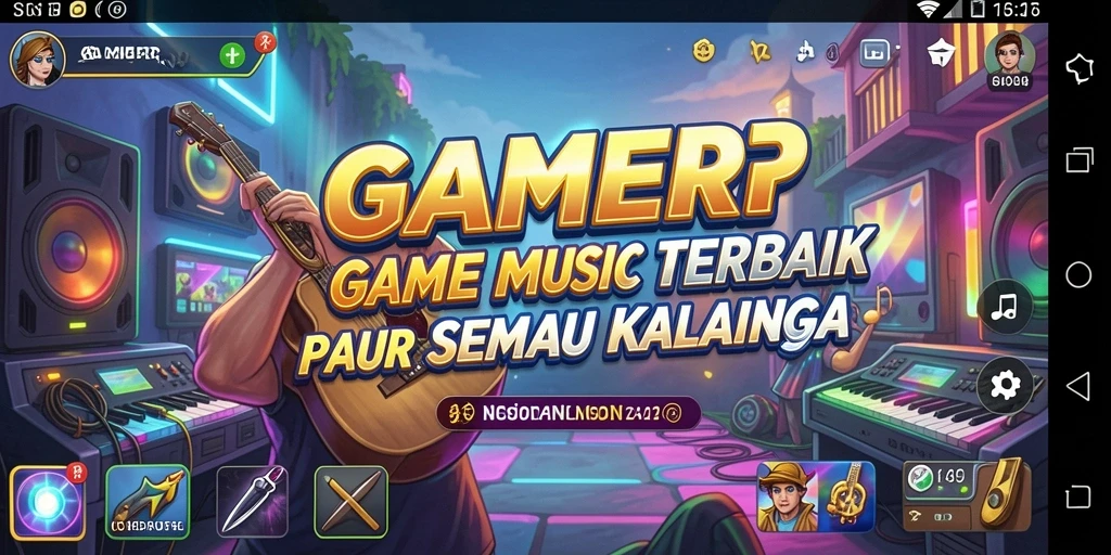 Tampilan gameplay GAMERP yang menarik dan penuh warna saat bermain musik.