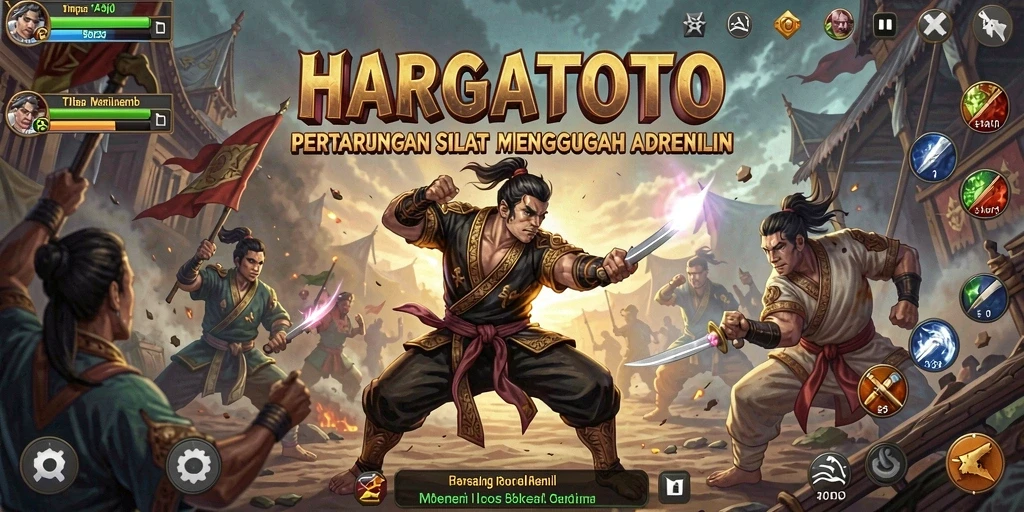Tangkapan layar HARGATOTO menampilkan pertarungan seru antara karakter yang berbeda.