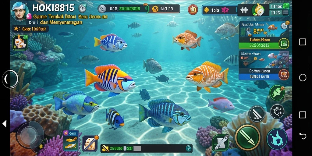 Tampilan gameplay HOKI8815 dengan aksi seru menembak ikan.