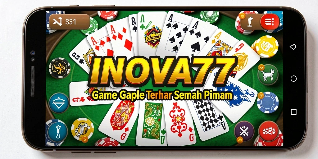 Screenshot INOVA77 menampilkan gameplay Gaple yang seru dan interaktif.
