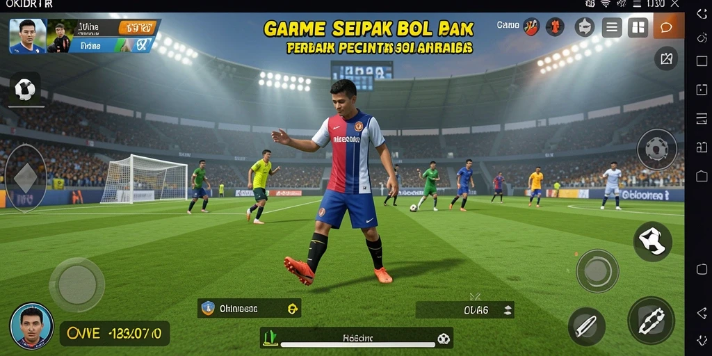 Tampilan gameplay yang seru dan penuh aksi sepak bola.