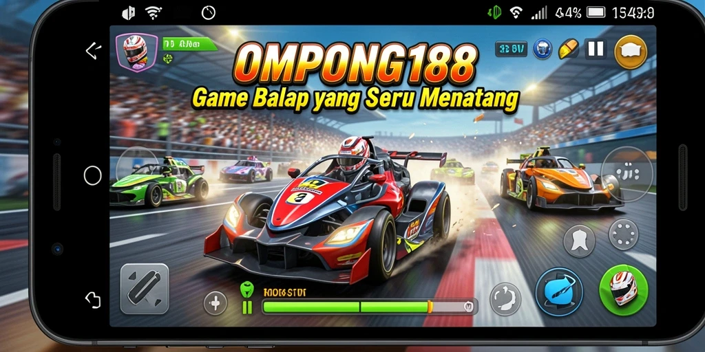 Tampilan gameplay OMPONG188 dengan balapan seru di lintasan.