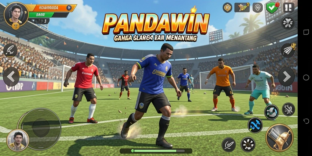 Gameplay seru di PANDAWIN, menampilkan pertandingan olahraga yang menegangkan.