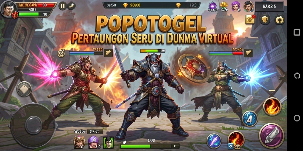 Screenshot permainan <strong>POPOTOGEL</strong> menampilkan aksi pertarungan yang intens.