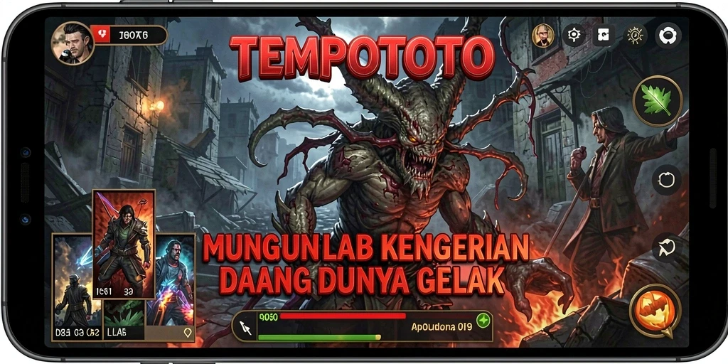 Tangkapan layar TEMPOTOTO menampilkan suasana menyeramkan dalam gameplay yang mendebarkan.