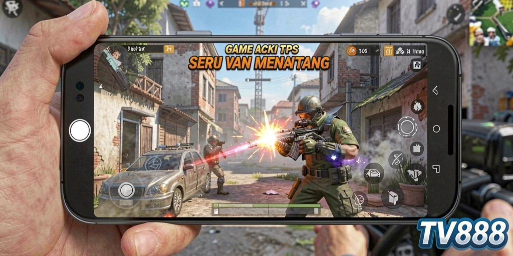 Tangkapan layar menampilkan aksi seru dalam game TPS.